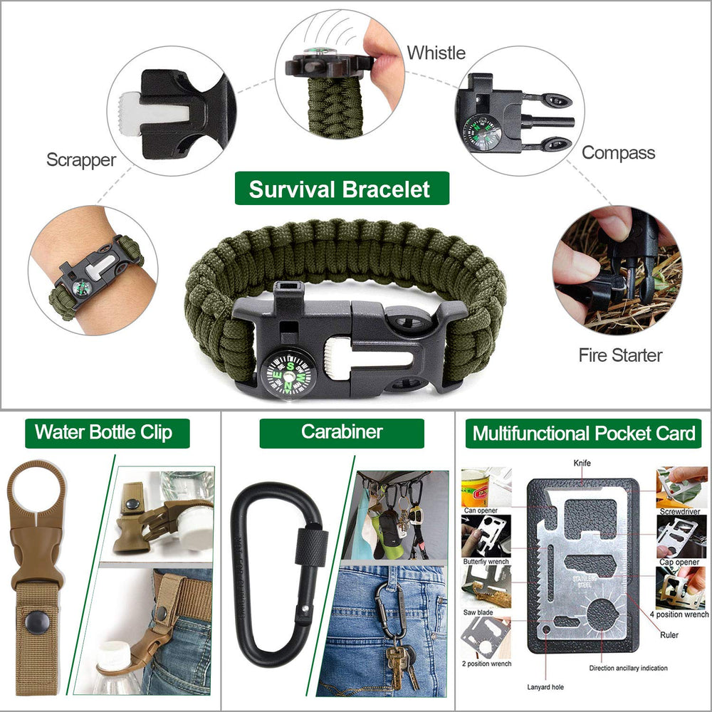 Angieast survival kit survival knife ready for outdoor tasks.