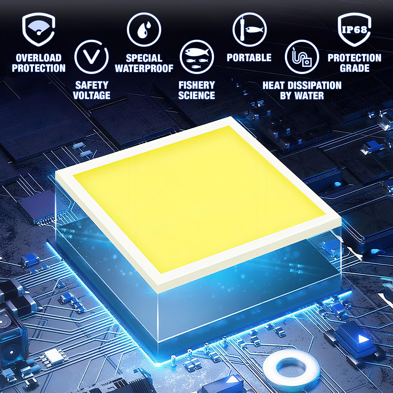 Angle view of the light installed underwater