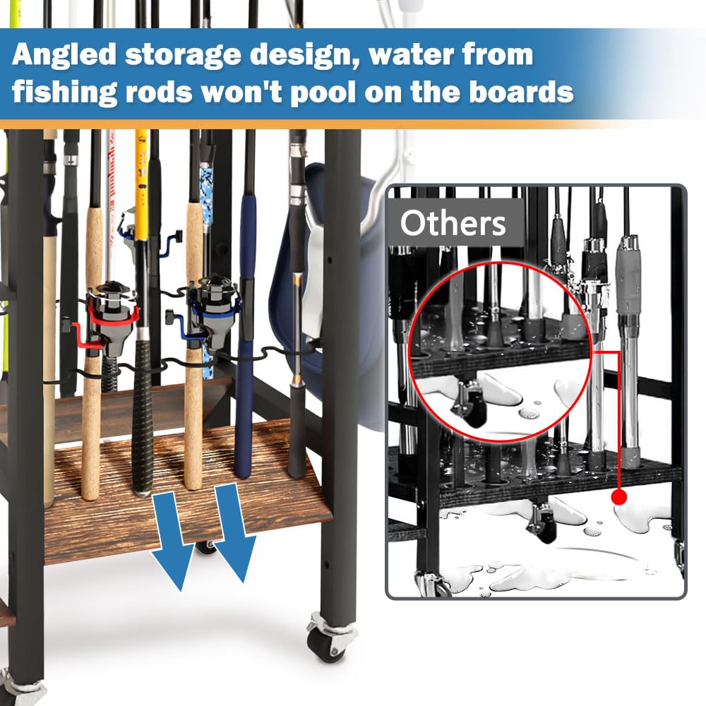 Angled wooden base providing stability and water drainage