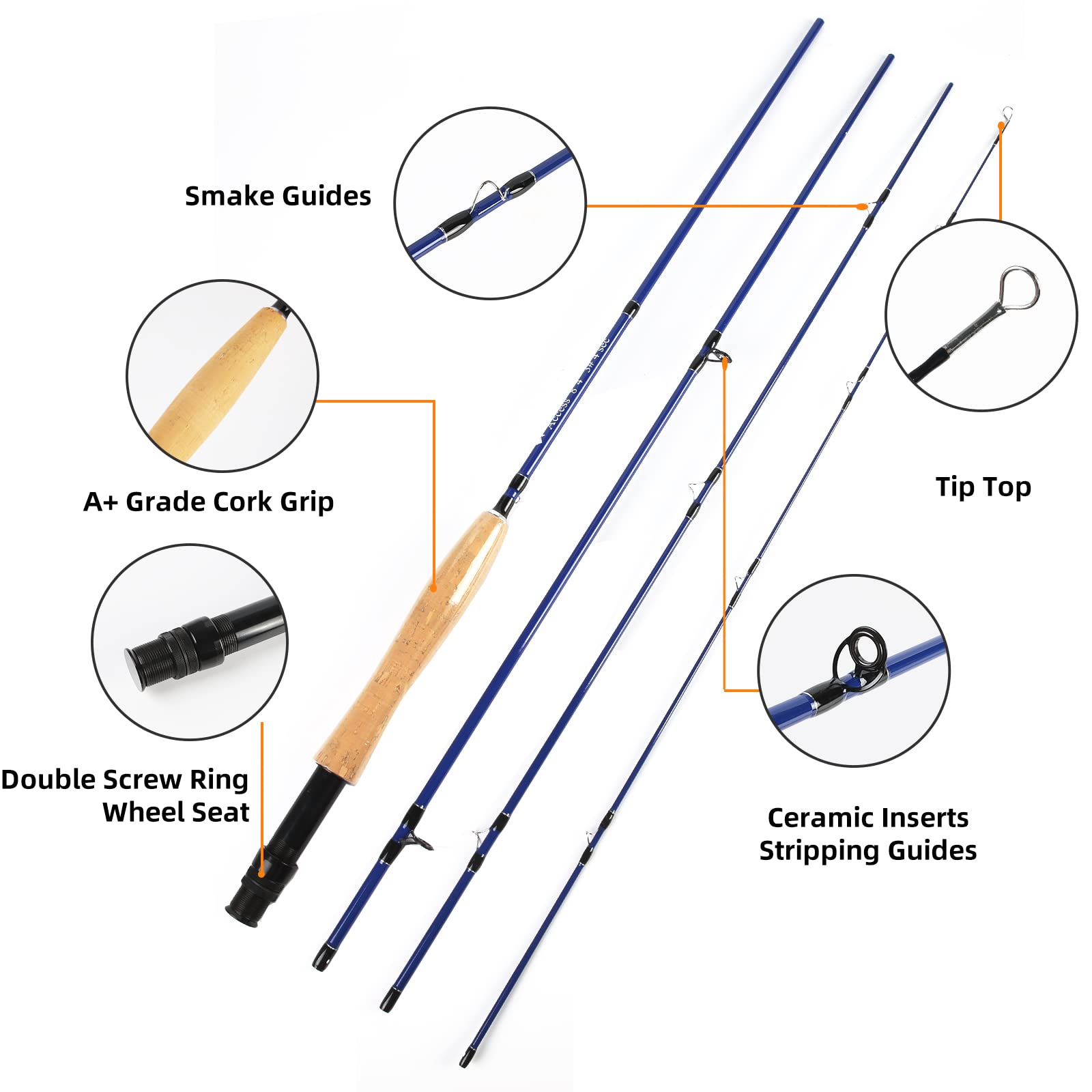 24T SK carbon fiber fly rod close up with cork grip