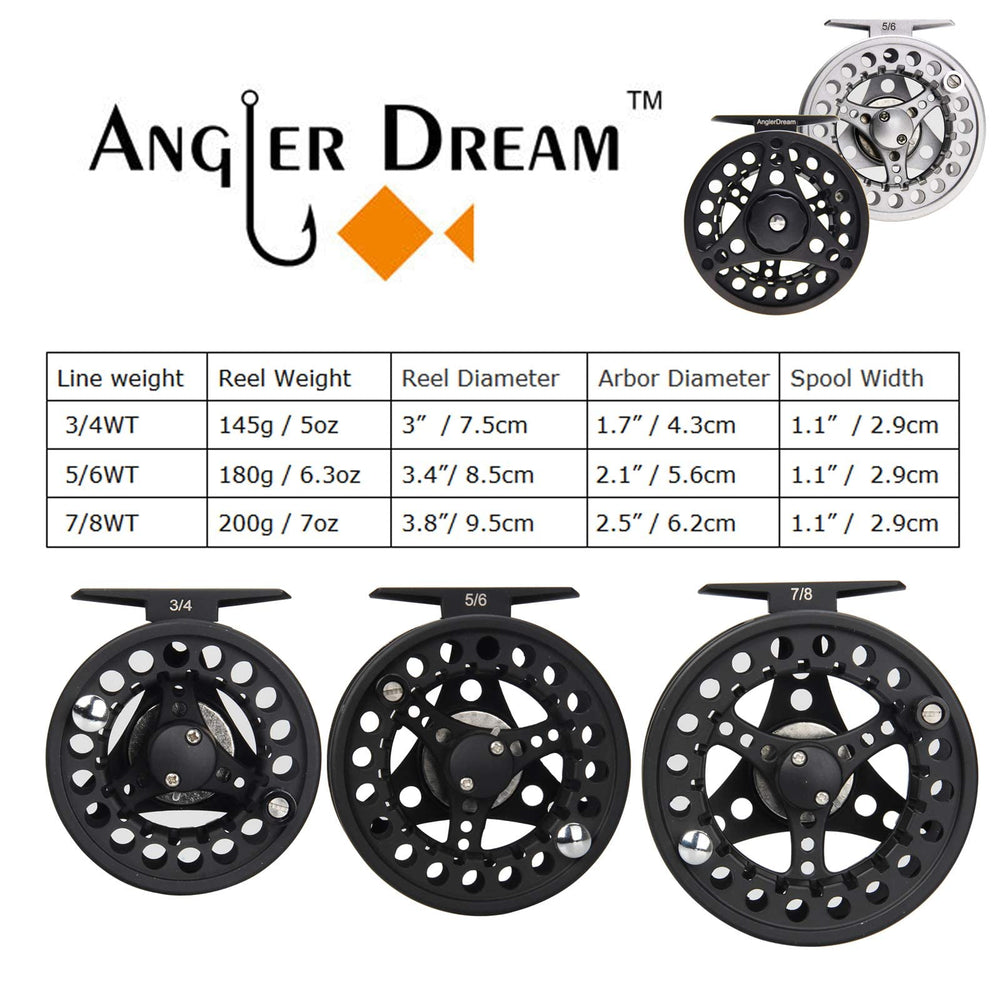 Large arbor fly reel for 3/4 5/6 7/8 WT with dual bearings