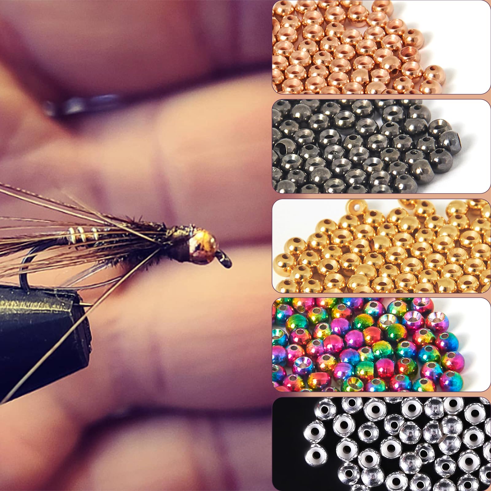 Angler Dream rainbow tungsten bead 4.65mm closeup offers pattern variety