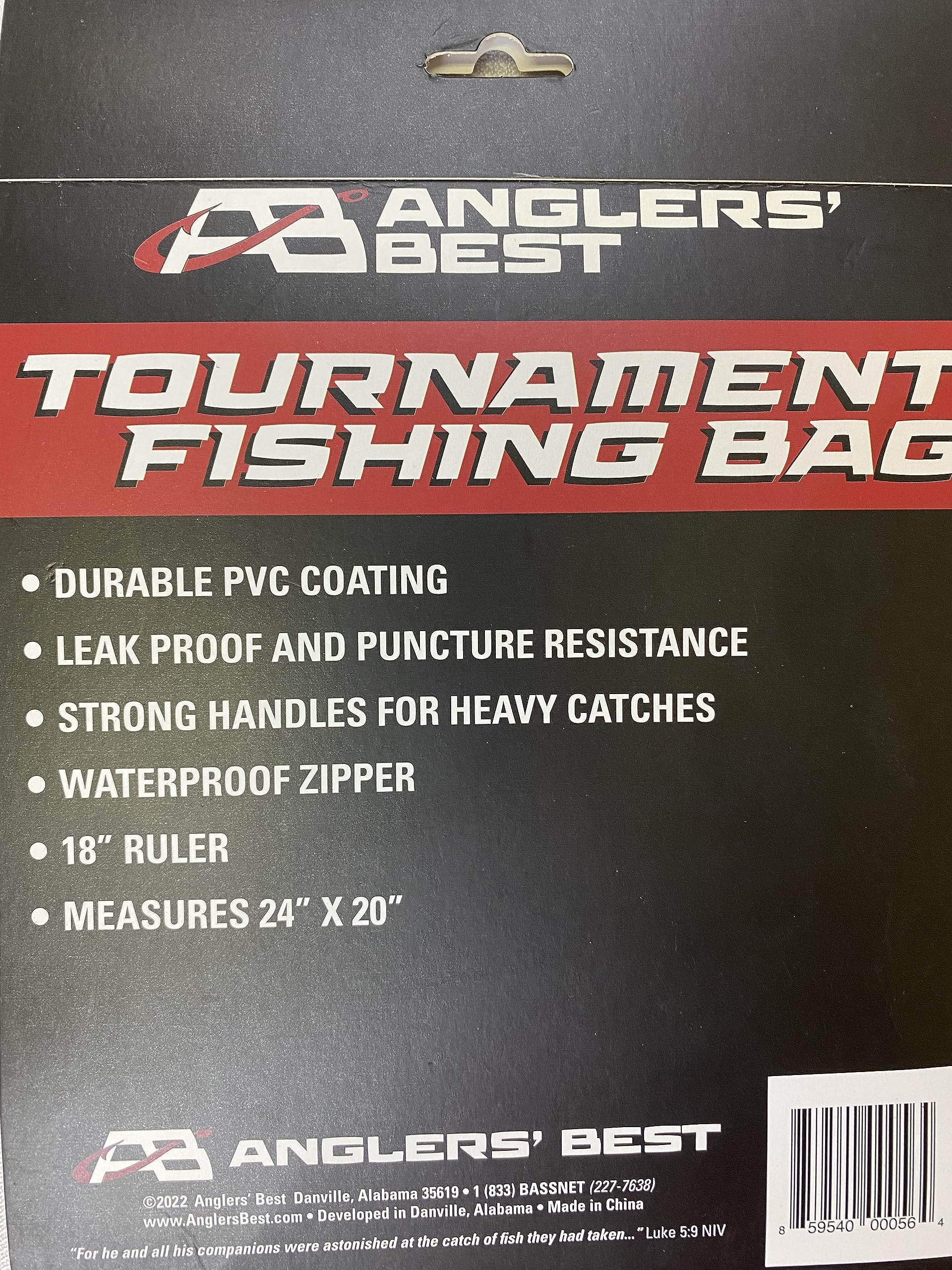 Angler's Best Tournament Fish Bag with PVC coating resists wear for lasting durability on rugged boats.