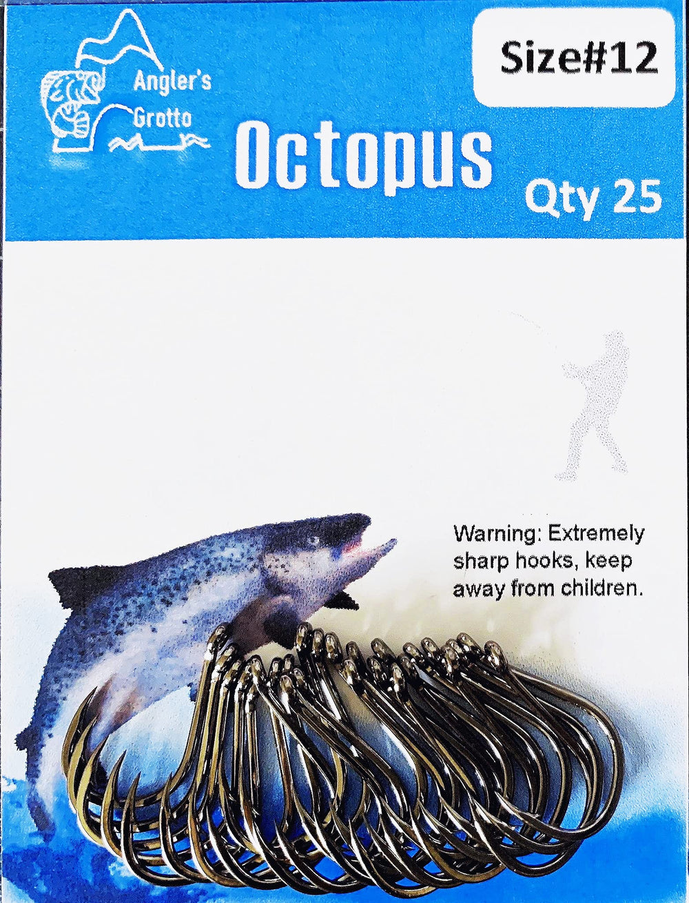 Angler's Grotto octopus hook sharp-point for clean, quick penetrations.