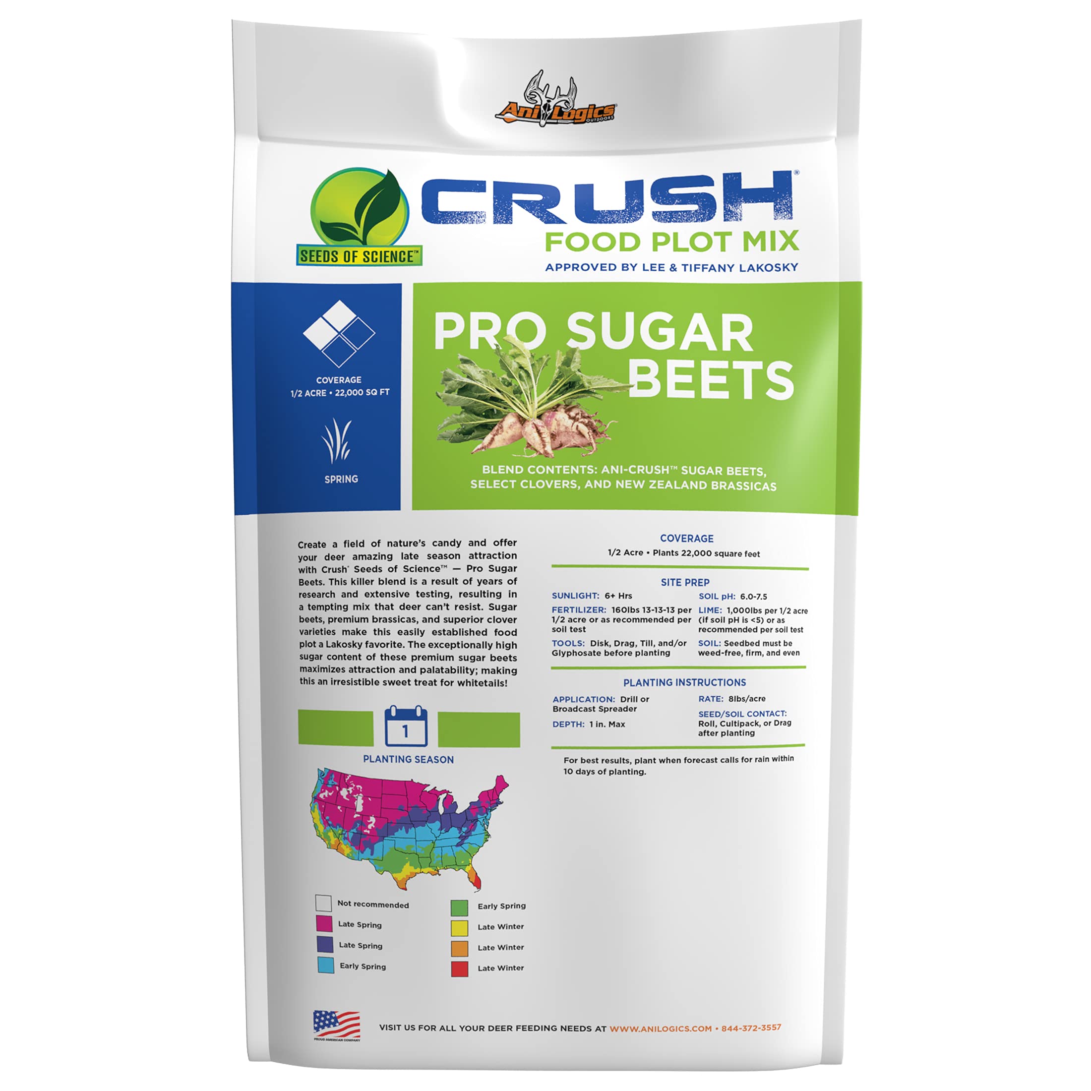 ani-logics-outdoors Crush Pro Sugar Beets field planting illustrates fast germination and robust spring growth.