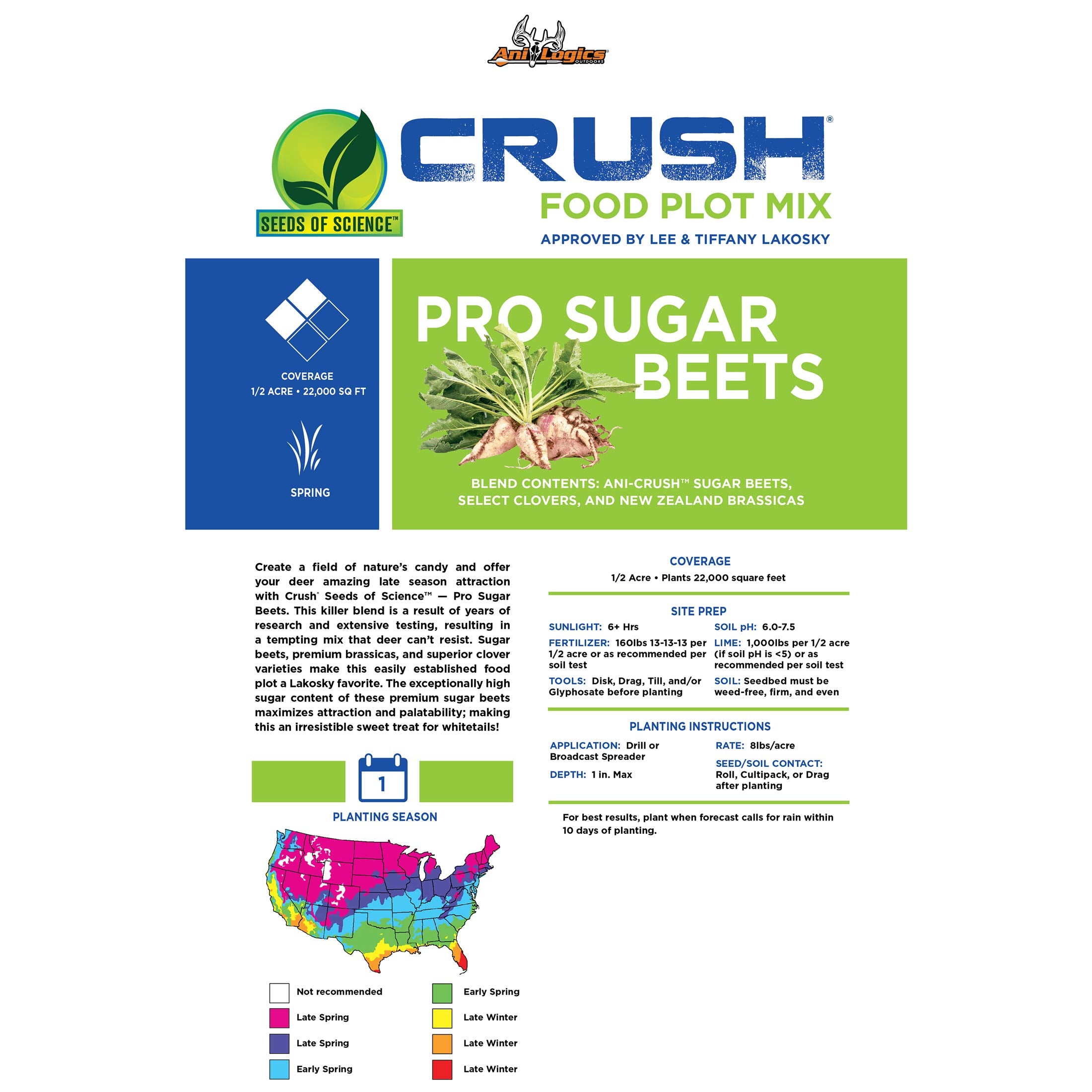 ani-logics-outdoors Crush Pro Sugar Beets close-up shows sugar beet tubers and high sugar content.