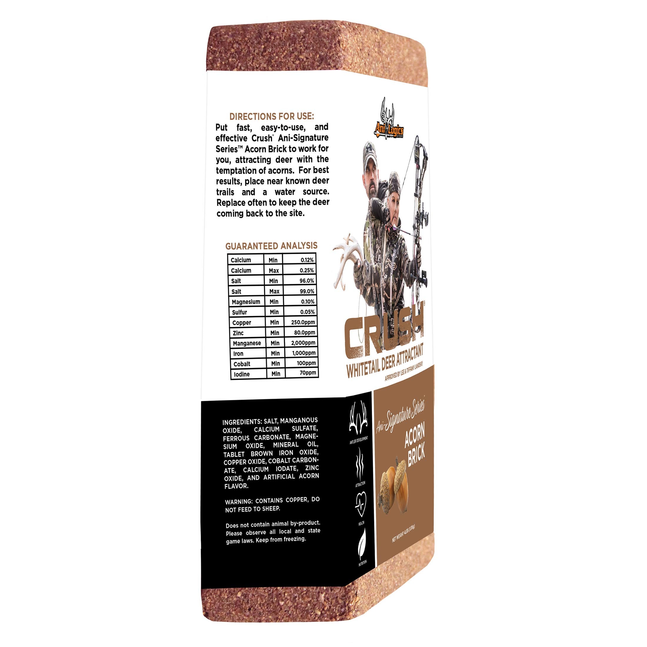Ani-Logics Outdoors Crush Attractant Brick Brassica closeup showing year-round nutrition support