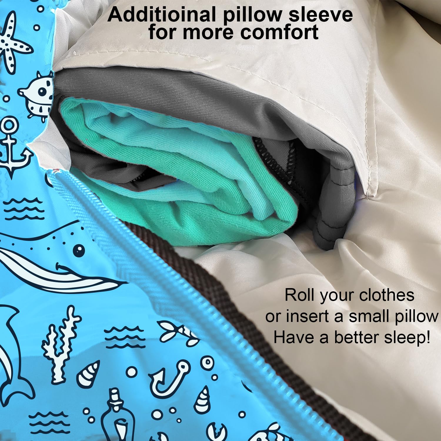 ANJ Outdoors KidzAdventure hoodie and draft tube to reduce drafts at night