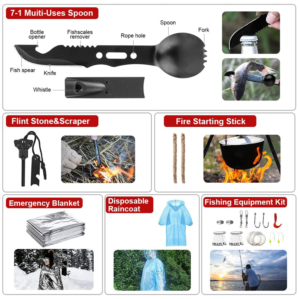 ANJIME survival kit 3-mode tactical flashlight — reliable lighting in low-visibility situations.