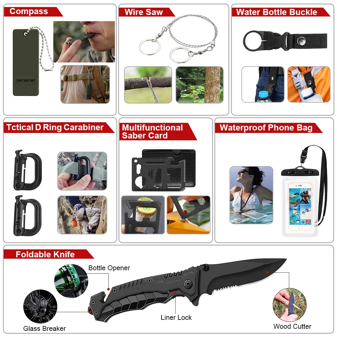 ANJIME survival kit 4in1 folding shovel — indispensable for digging, clearing, and shelter setup.