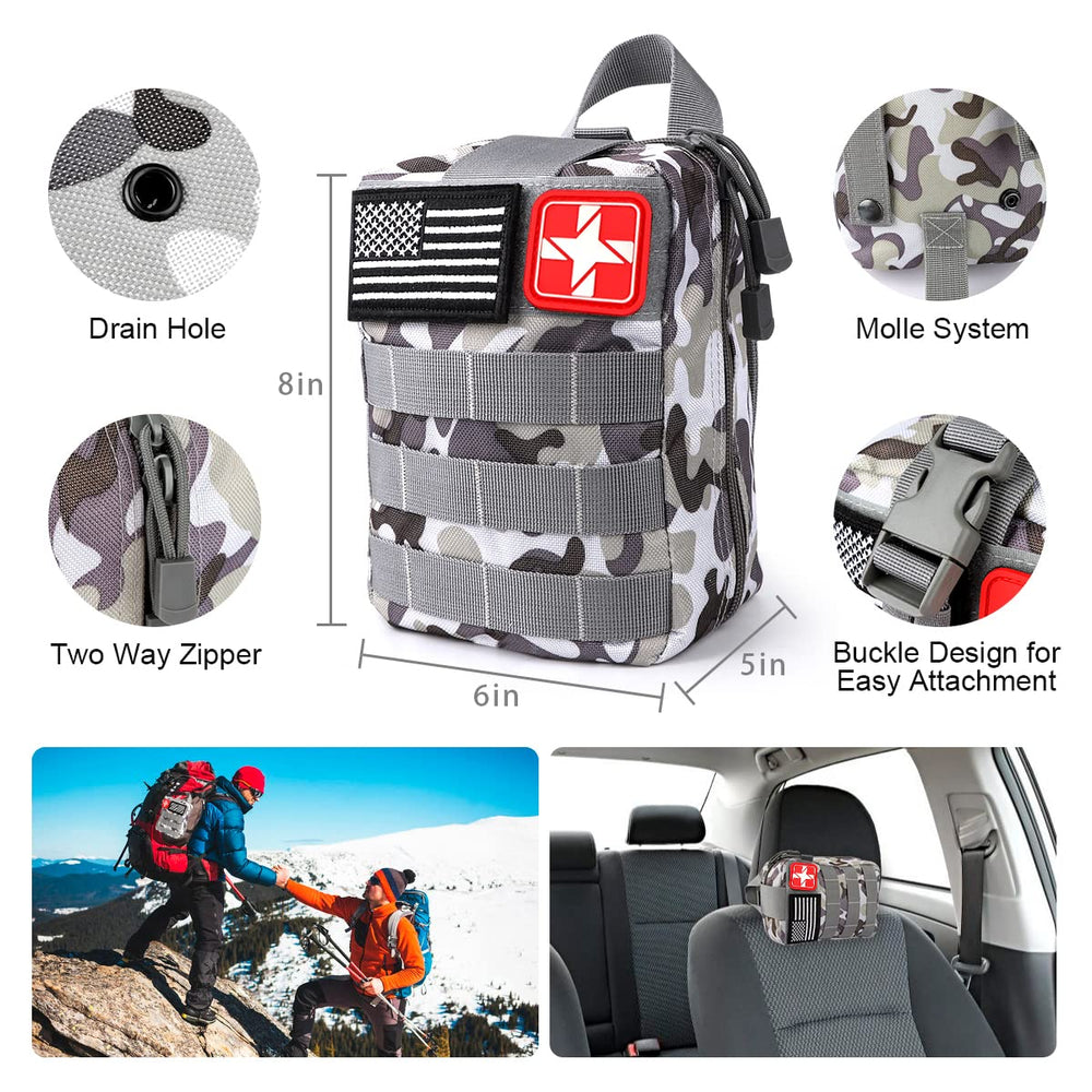 ANJIME survival kit MOLLE system back strap — versatile attachability for backpacks and vests.