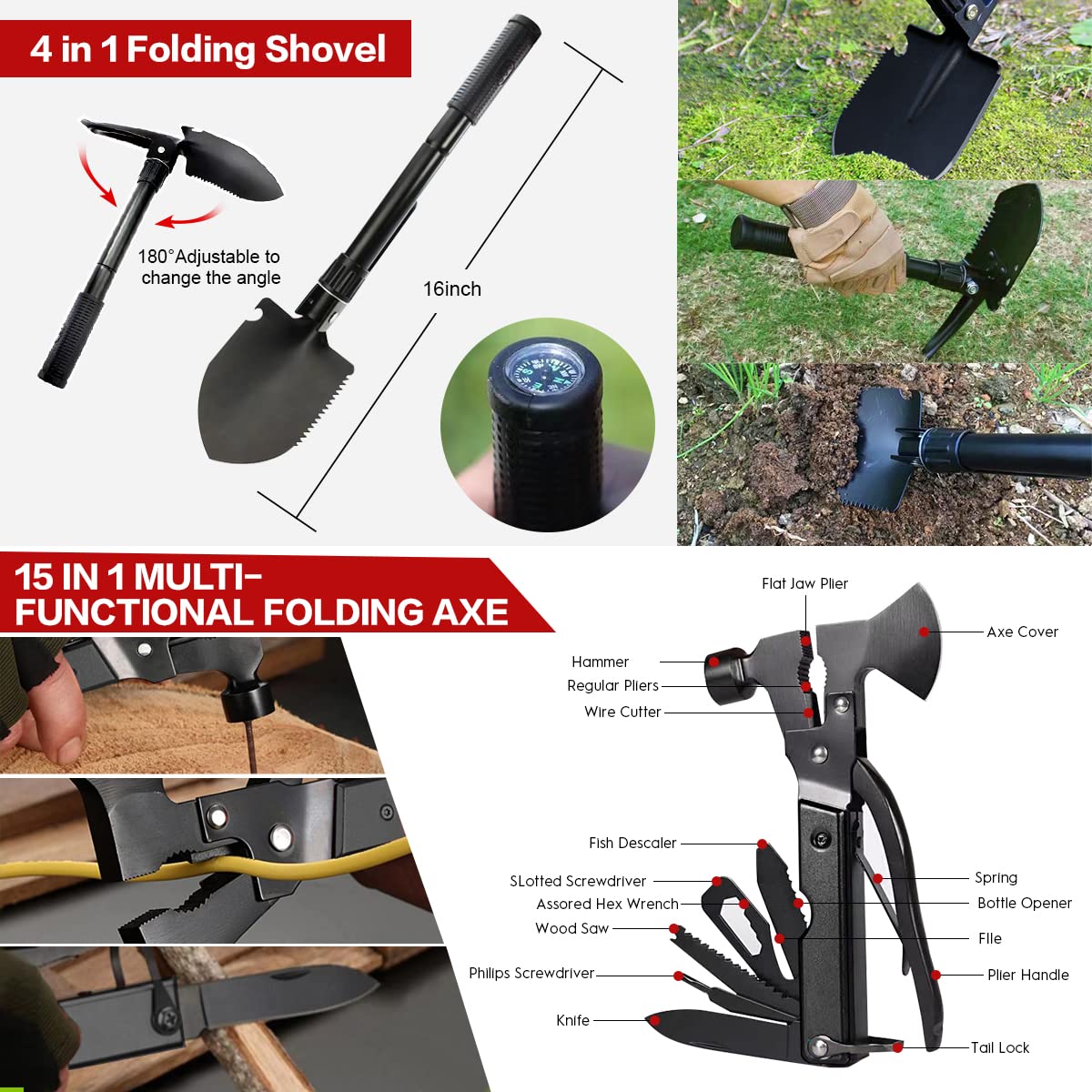 ANJIME survival kit multifunctional tools — ready for diverse outdoor tasks and quick repairs.