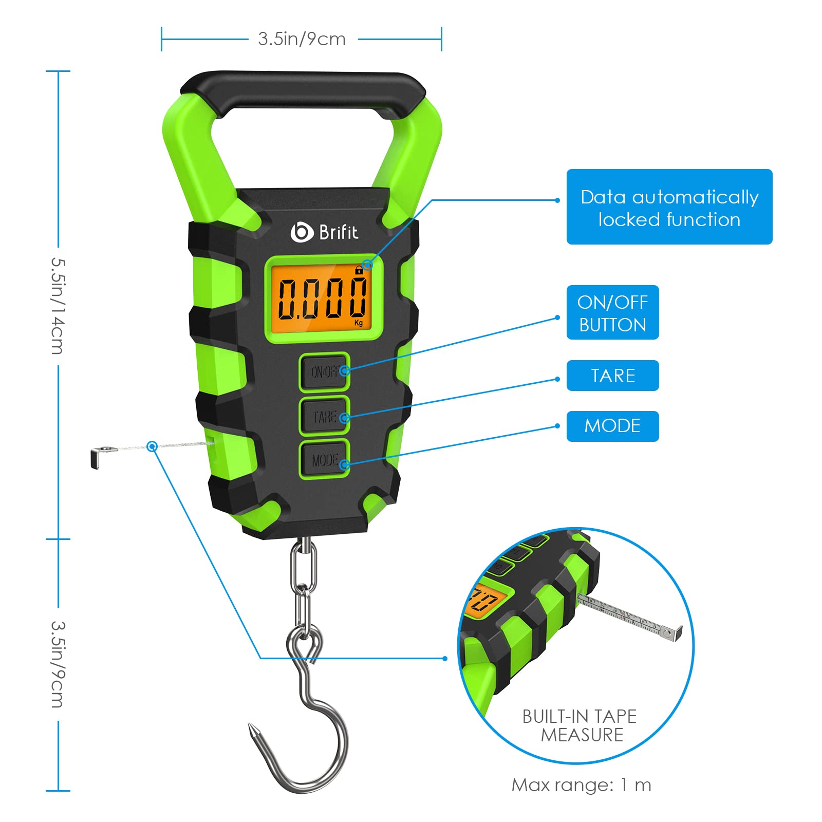 Ankilo scale used for fishing or luggage in green