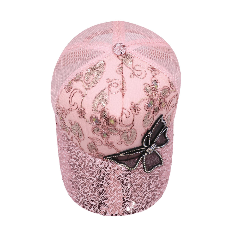 ANKOMINA white butterfly cap with rhinestones and shine