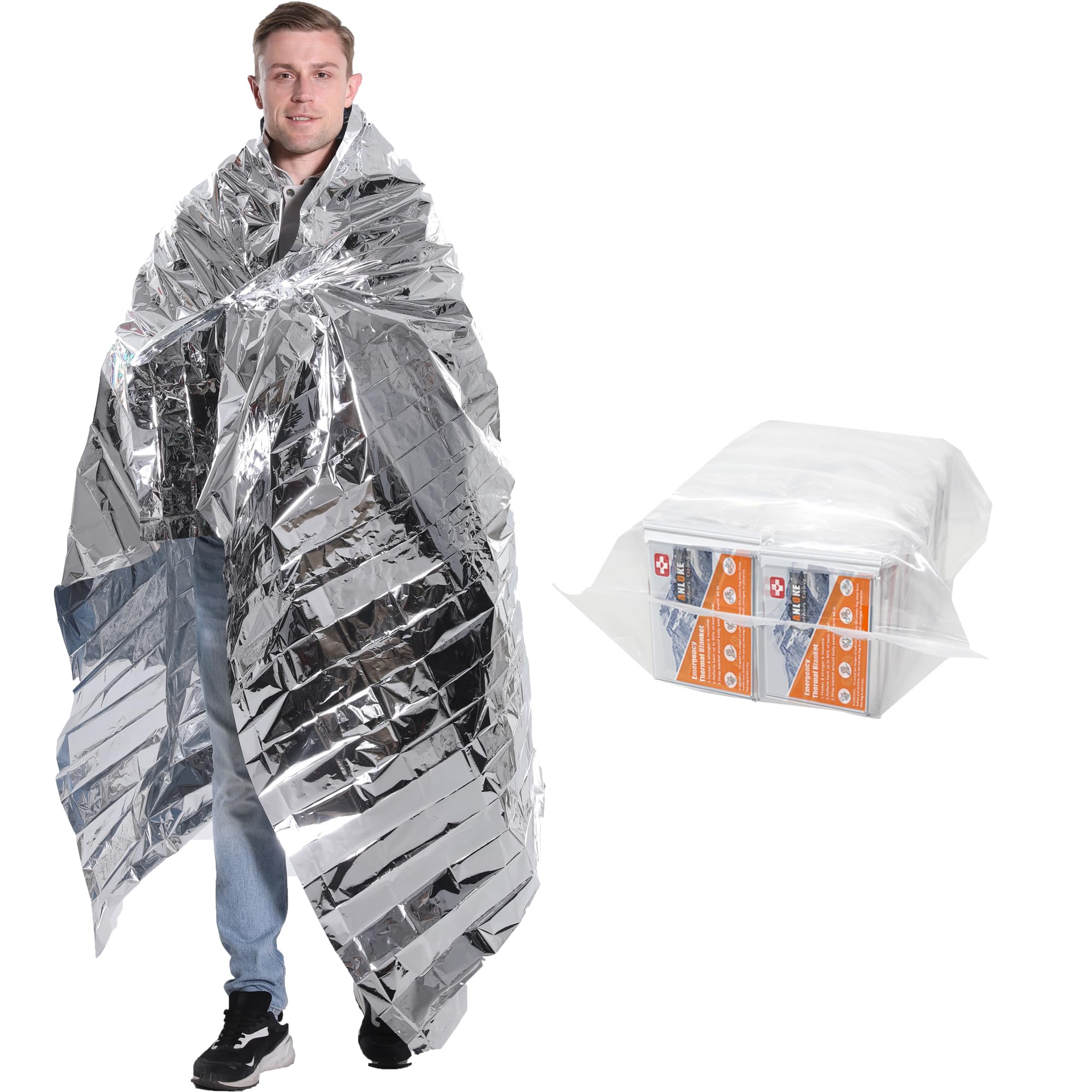 ANLOKE 50-pack emergency blankets packaged for easy kit storage.