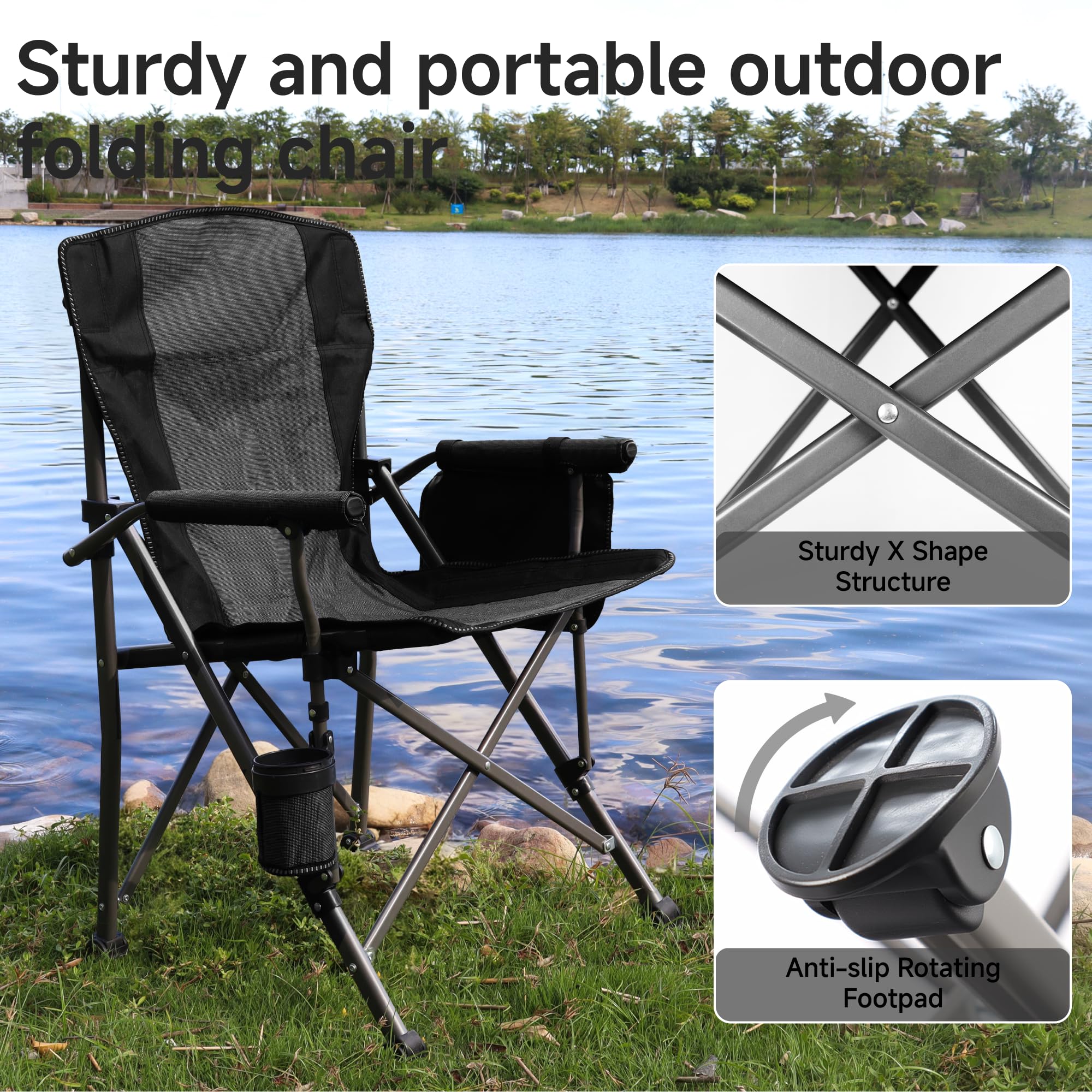 Anmiro folded chair fits in its carrying bag for travel