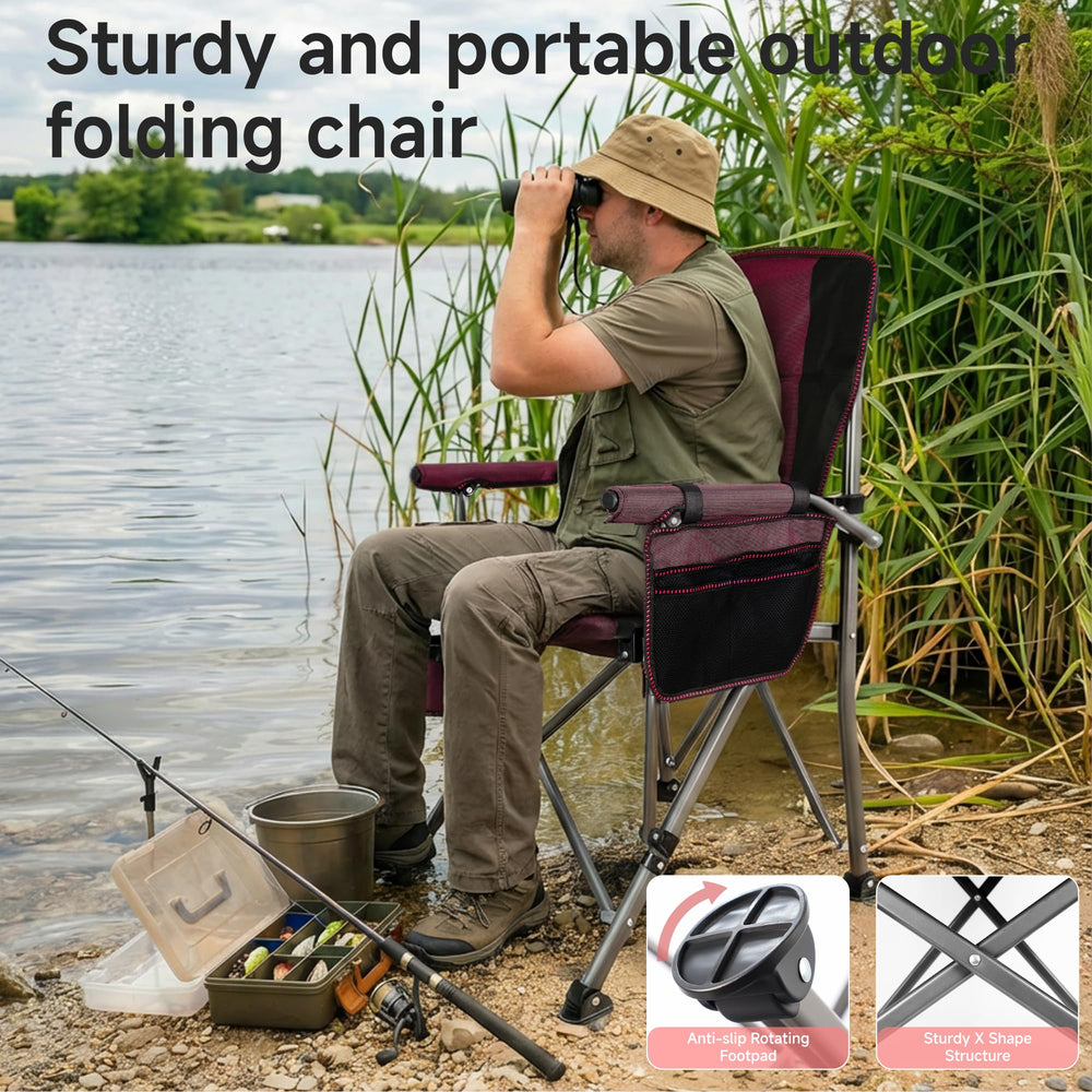 Anmiro folding camping chair 600D fabric offers durable comfort during adventures.