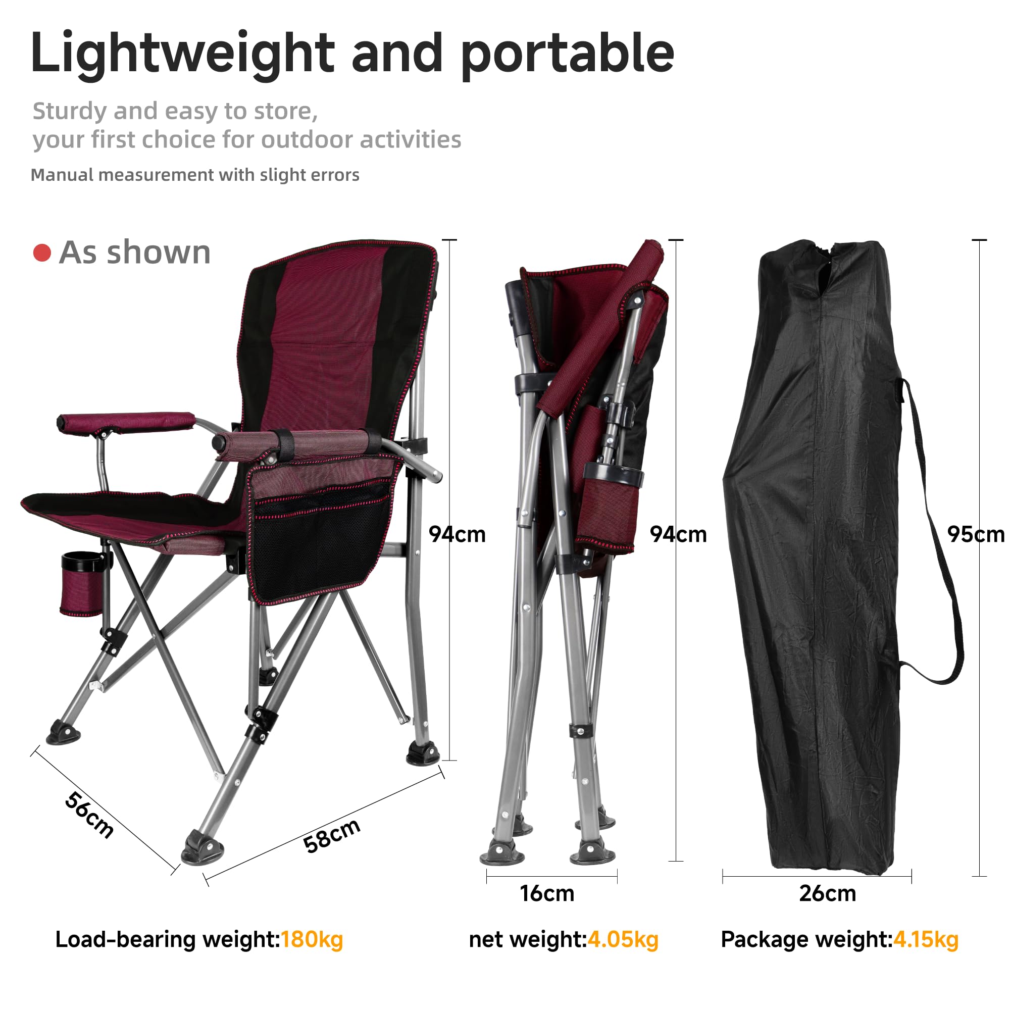Anmiro folding camping chair with cup holder showcases convenient beverage access.