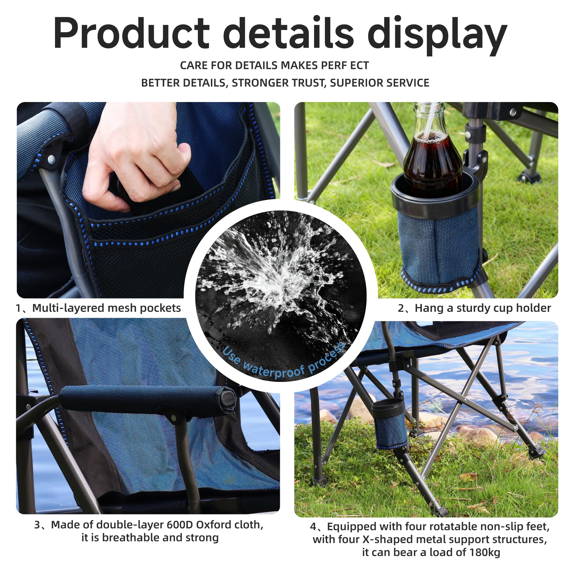 Anmiro chair cup holder keeps beverages within reach during outdoor seating.