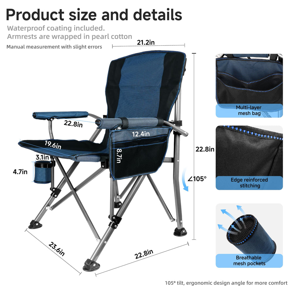 Anmiro chair heavy-duty frame provides stability on uneven terrain.