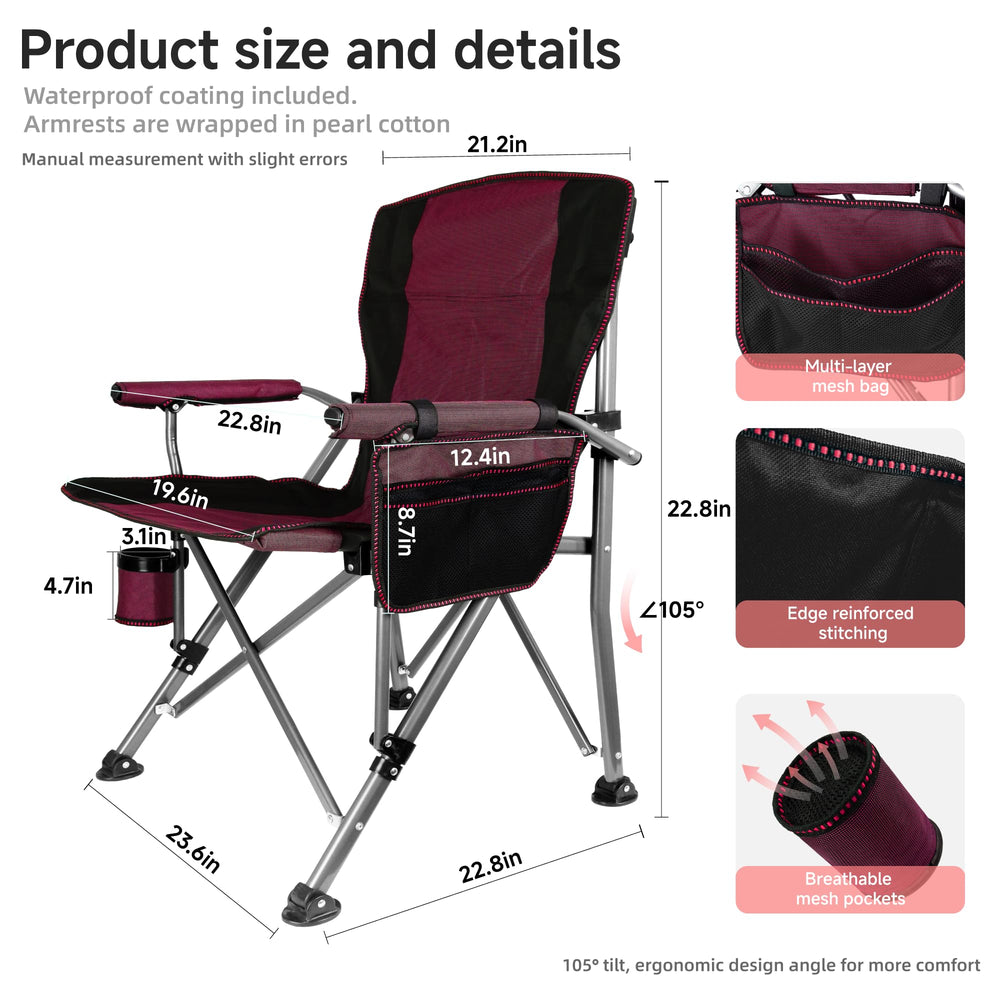 Anmiro folding camping chair rotating feet keep balance on uneven ground.