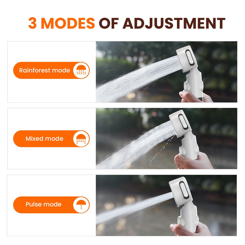 Ann Katy shower upgrade showcasing 5000mAh battery for off-grid use