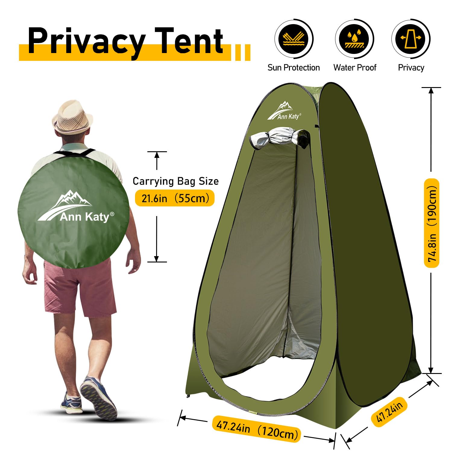 Ann Katy portable toilet expanded for comfortable outdoor use.