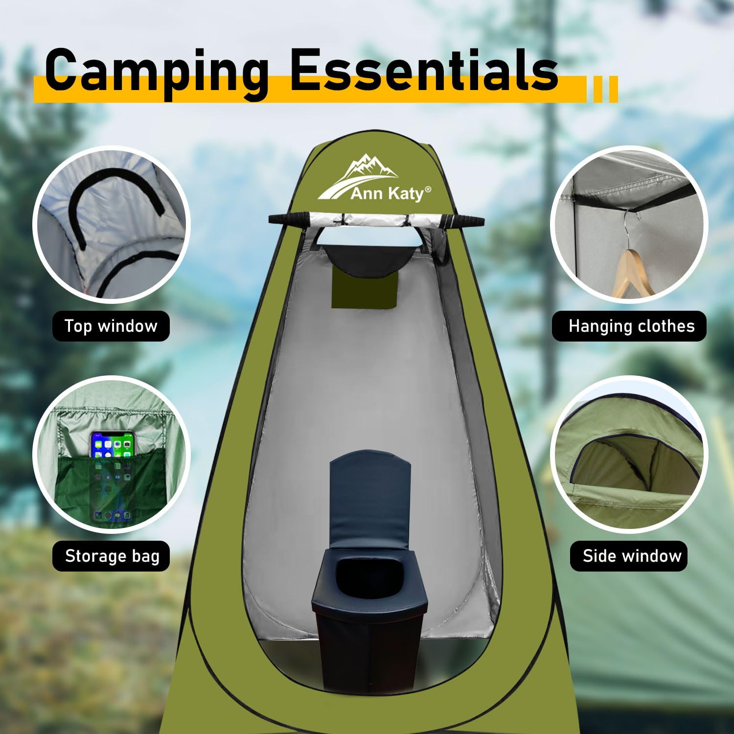 Ann Katy privacy tent setup offers private space for changing.