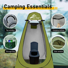 Ann Katy privacy tent setup offers private space for changing.