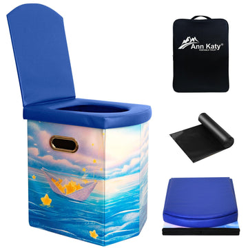 Ann Katy Upgrade XL Portable Toilet front view, comfortable height for adults on outdoor trips.
