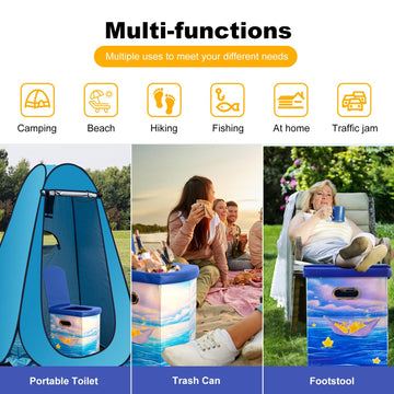 Ann Katy Upgrade XL Portable Toilet ready for outdoor setup with sturdy frame.