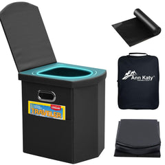 Ann Katy Upgrade XL toilet folded for compact storage during travel.