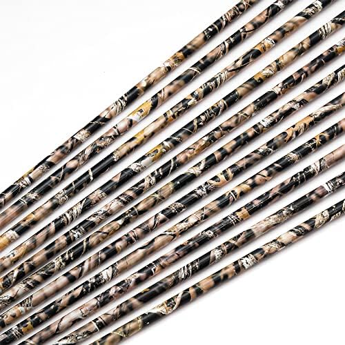 Annastar camo carbon arrows on 32-inch shaft fit compound or recurve bows.
