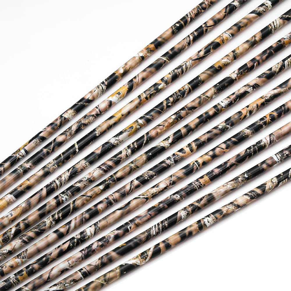 Annastar camo hunting carbon arrows pack shot showing twelve arrows in rugged case