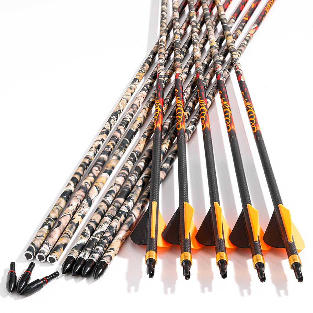 Annastar 32in spine arrows in mountain camo optimized for hunting setups.