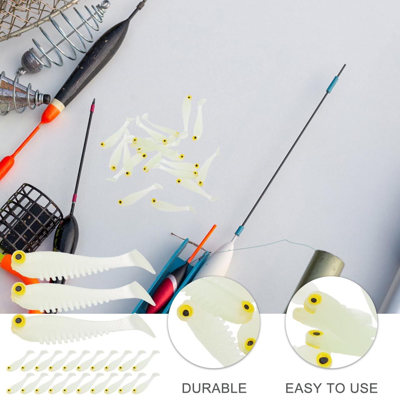 Anneome durable reusable soft baits for multiple trips.