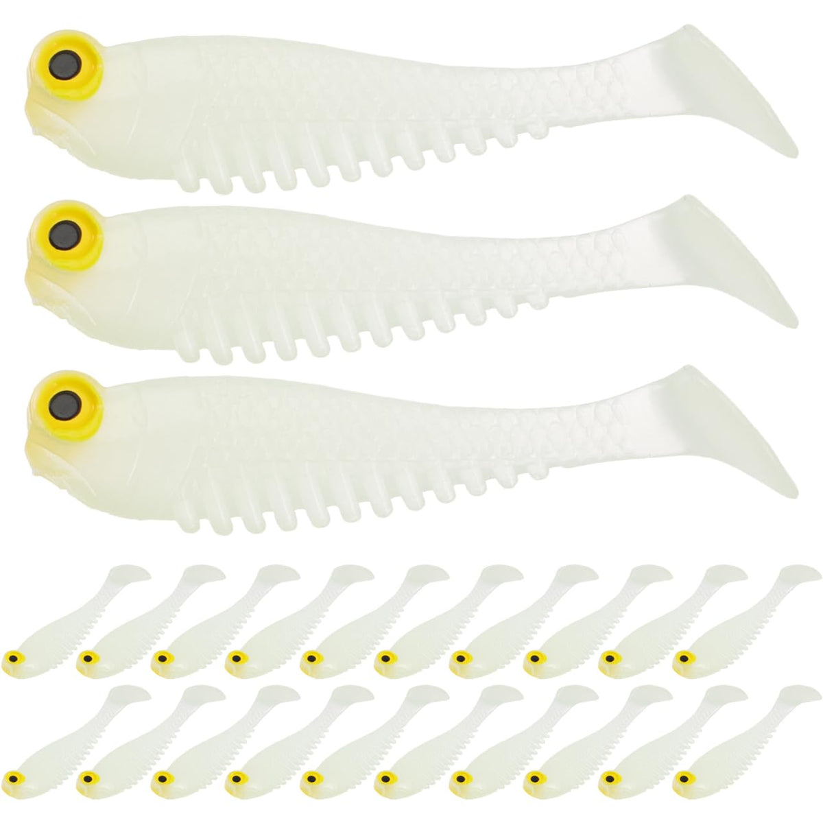 Anneome glow-in-the-dark fishing lures ready for night fishing.
