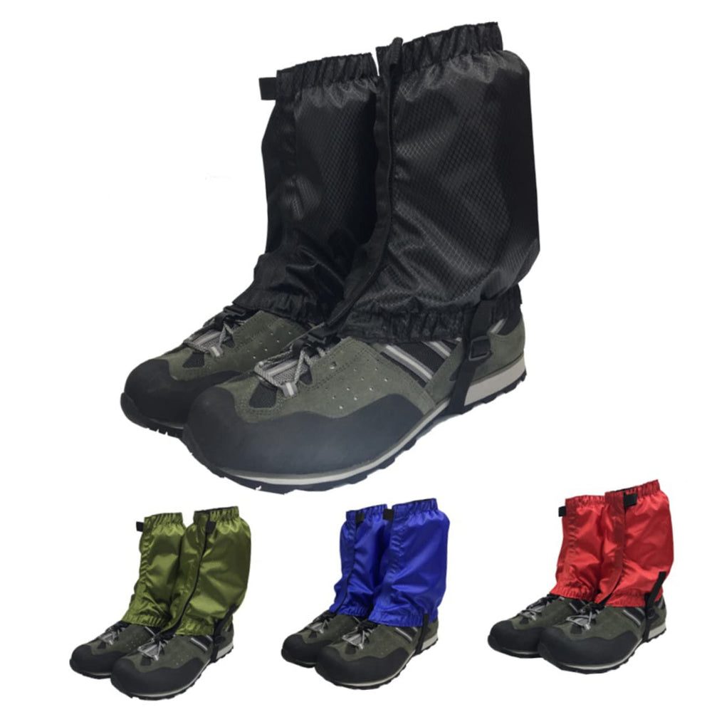 Anneome lightweight ankle gaiters worn during hiking protect boots from water and mud.