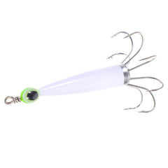 Anneome luminous squid hook front view highlights glow for night fishing success.