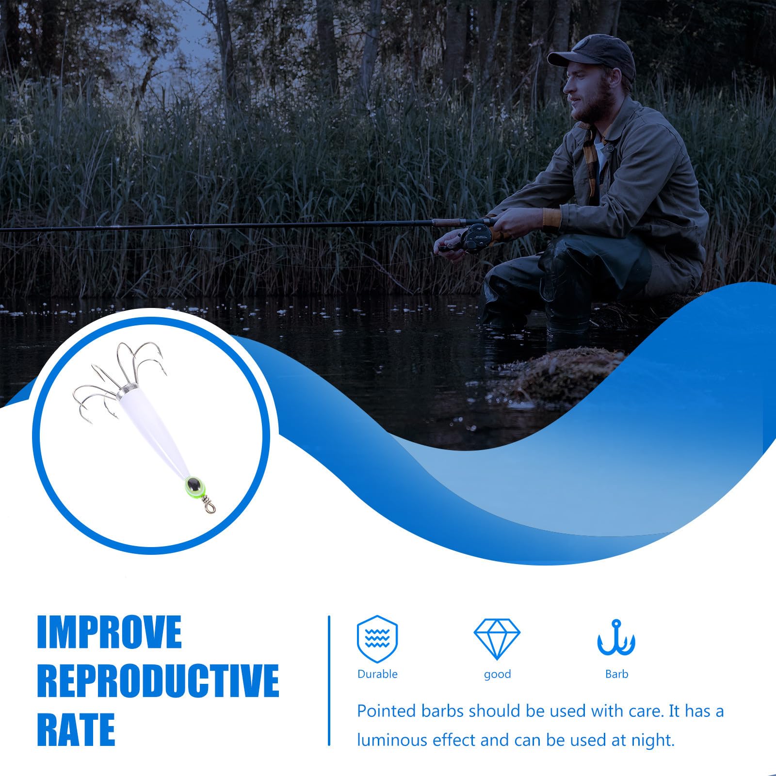 Anneome luminous squid hook rivers lakes ponds use case illustration for versatile waters.