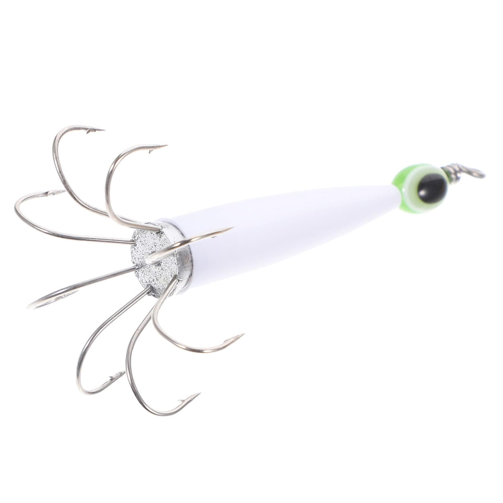 Anneome luminous squid hook side view showcases durable iron construction for saltwater use.