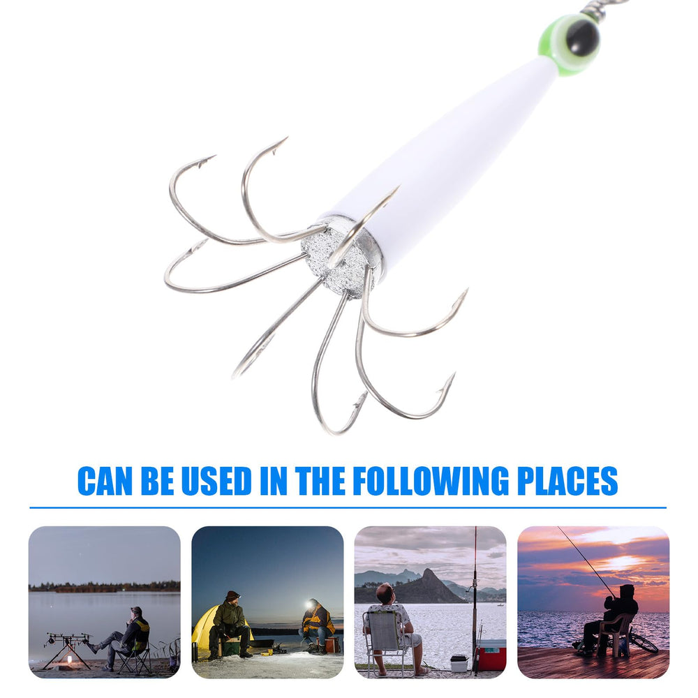 Anneome luminous squid hook underwater glow demonstrates visibility in low light.