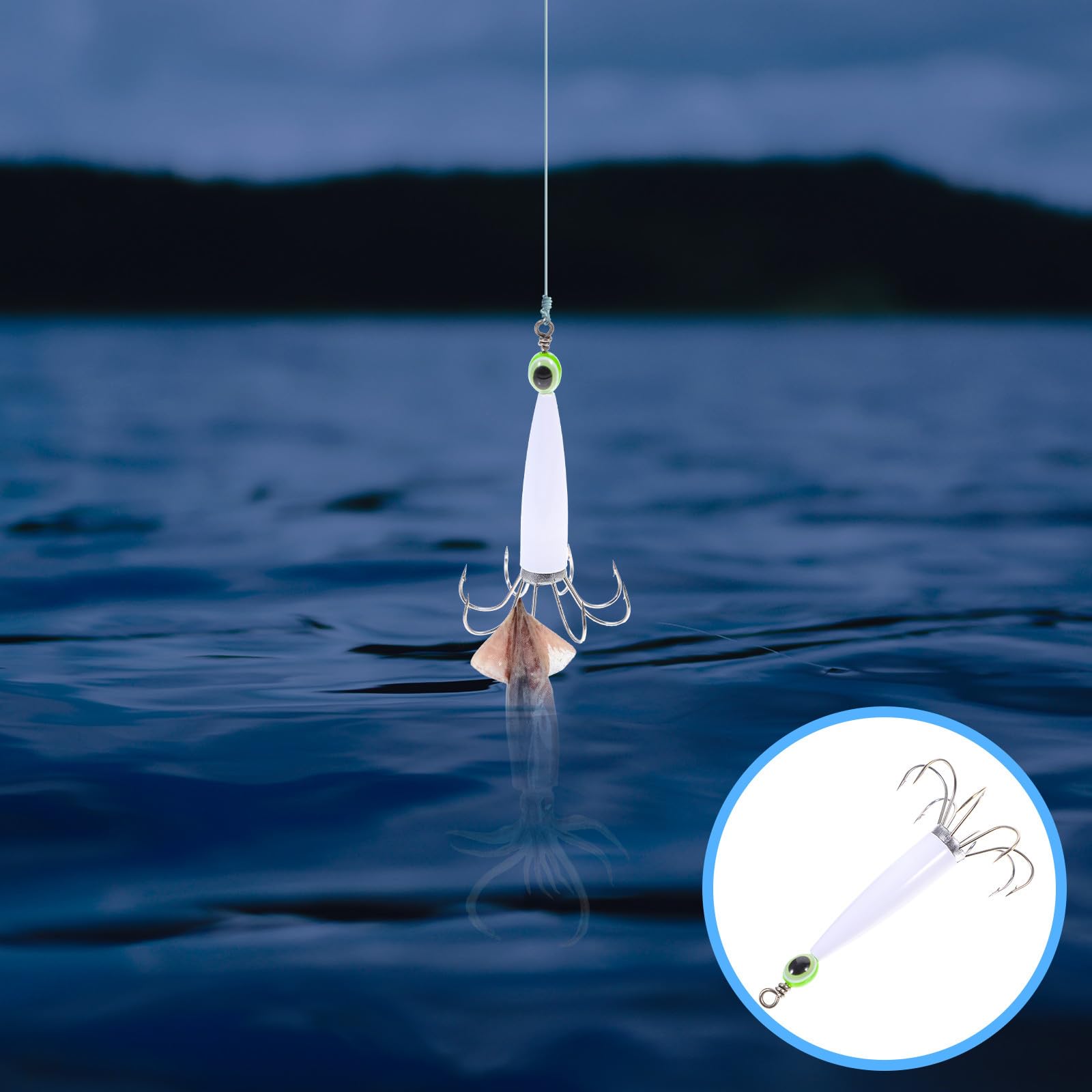 Anneome squid jig material iron detail underscores strength for tough saltwater conditions.