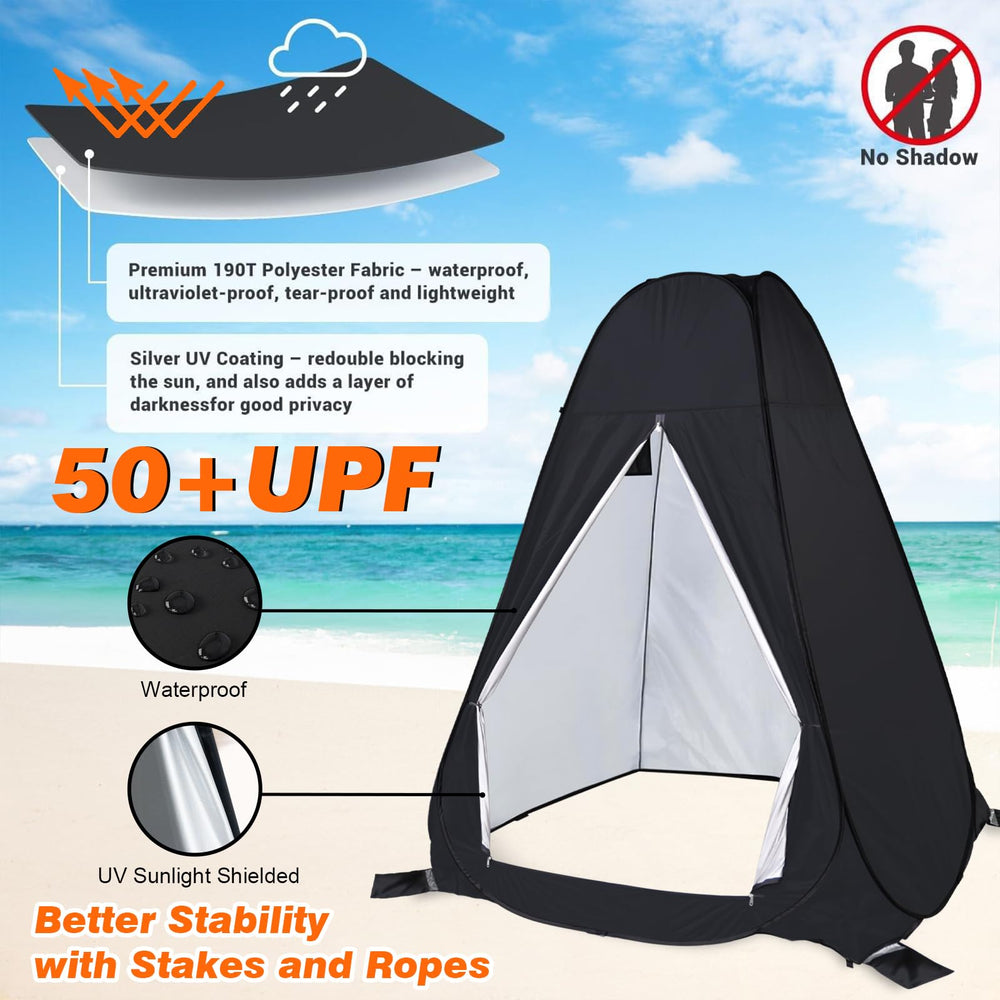 anngrowy shower privacy tent wind-stable setup with hooks and ropes for stability
