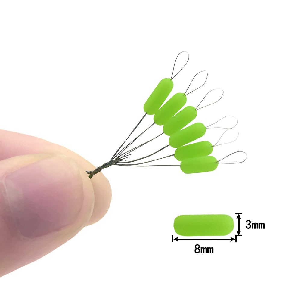Close-up of large soft silicone bobber stops
