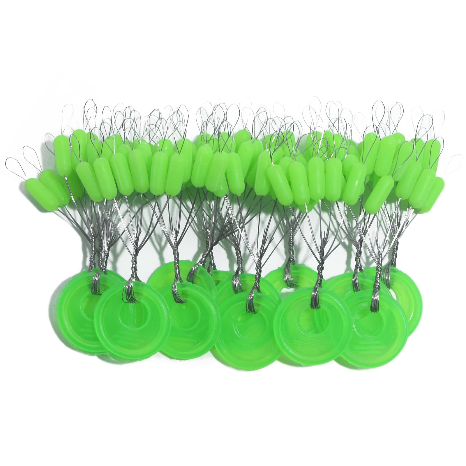 Angler attaching silicone bobber stops to fishing line
