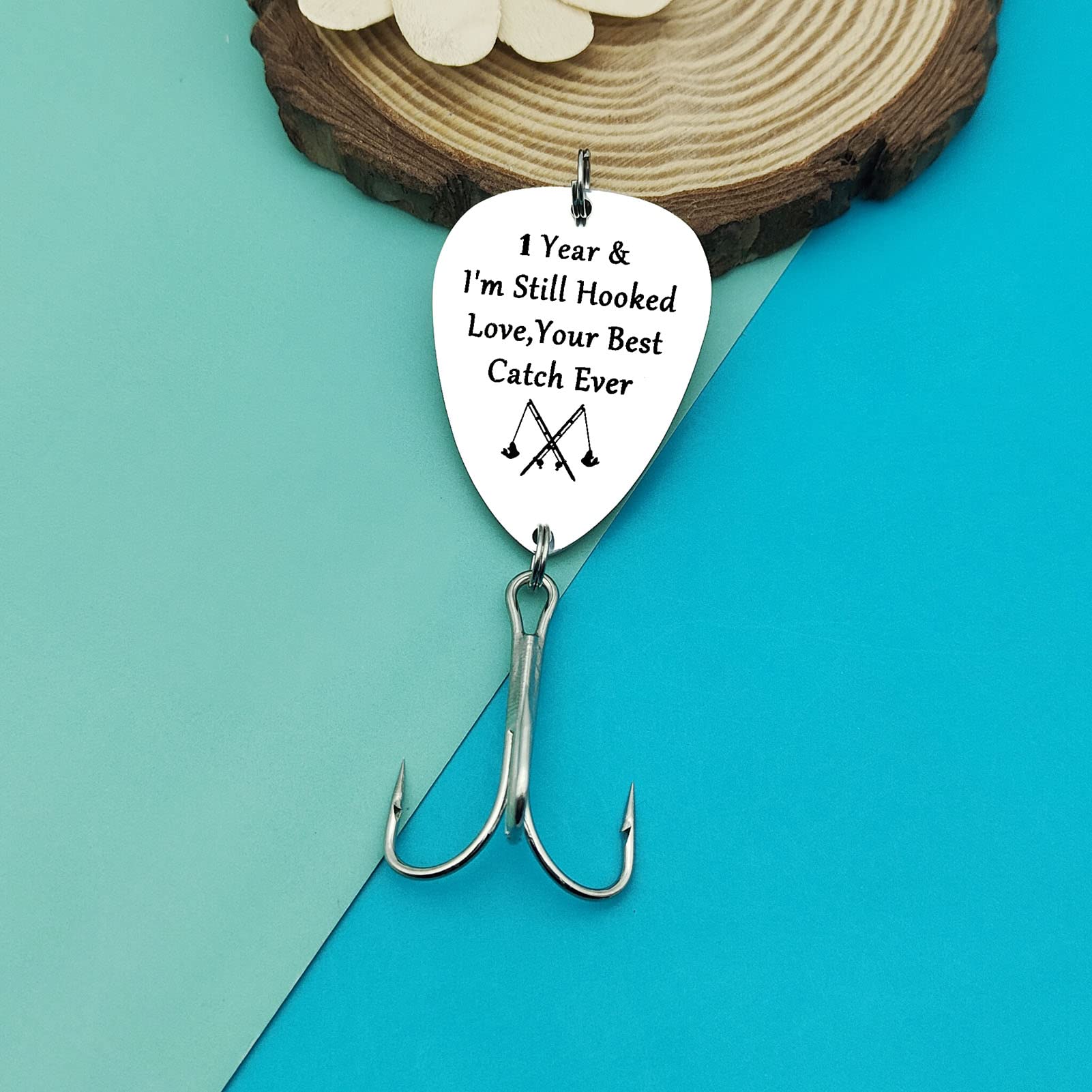 Anniversary fishing lure gift with velvet bag