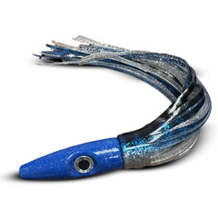 Angled view of Anodized Plomerito Wahoo Lure showing water action