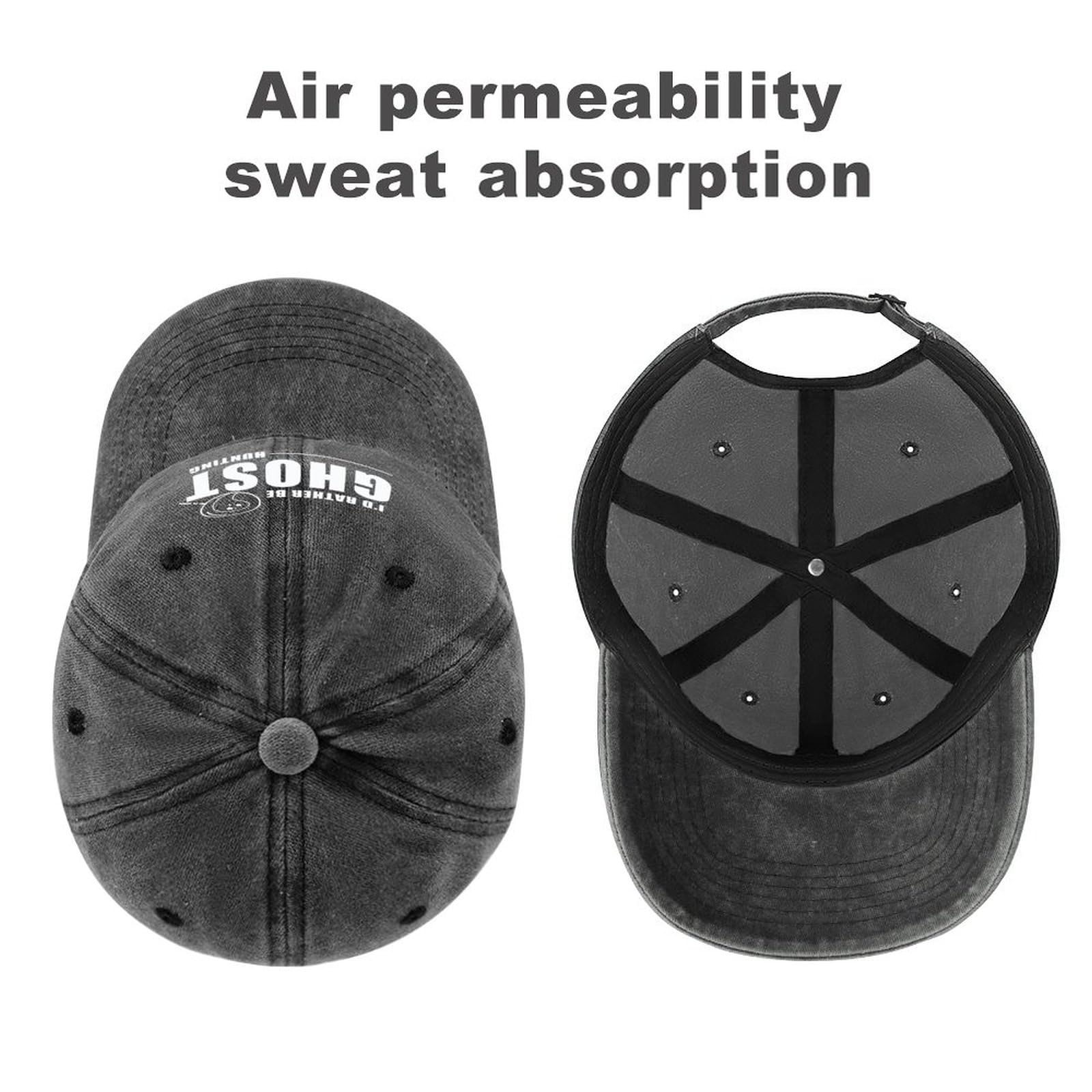 Adjustable back closure on ghost hunting hat