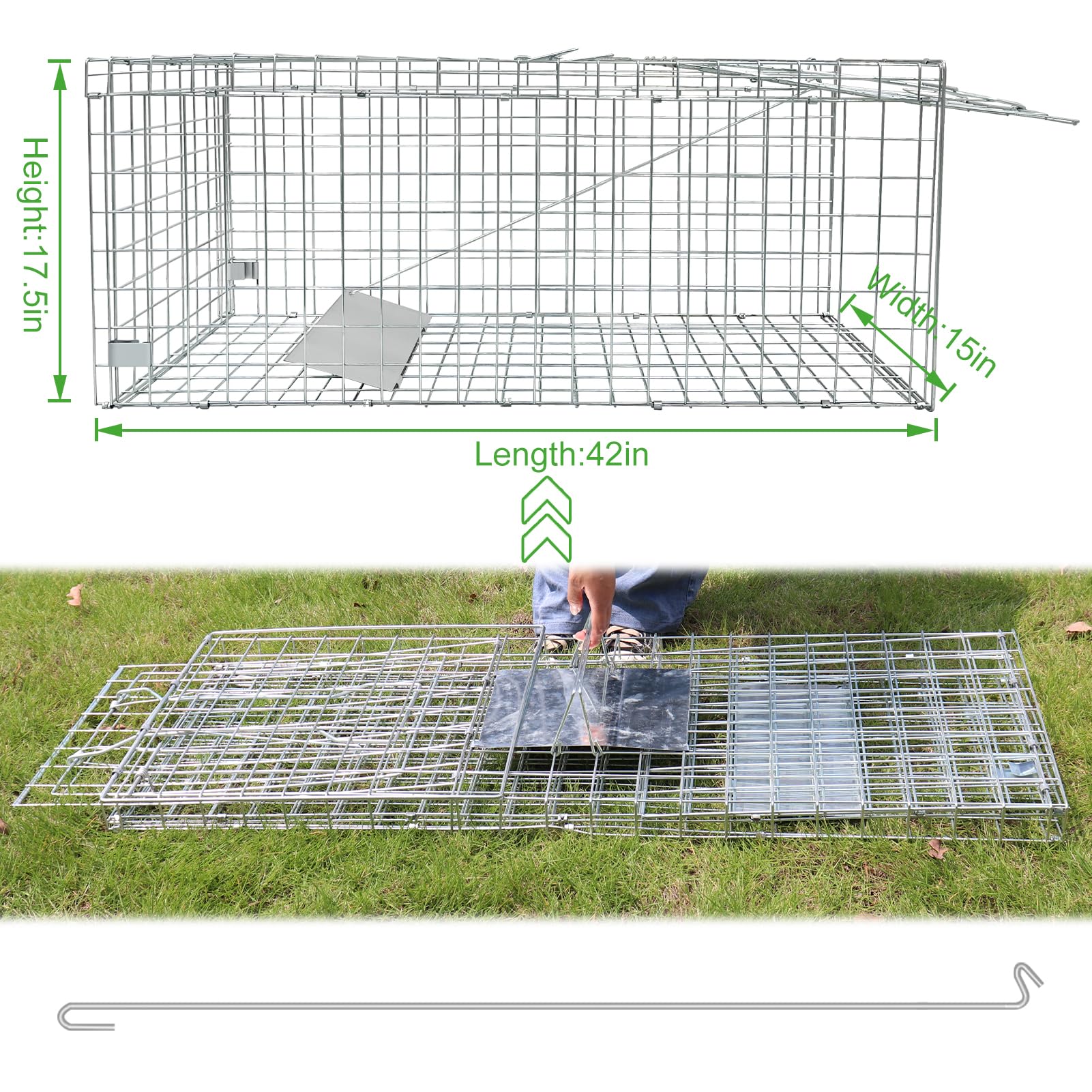 Ansgery heavy-duty animal trap steel construction ensures durable outdoor use.